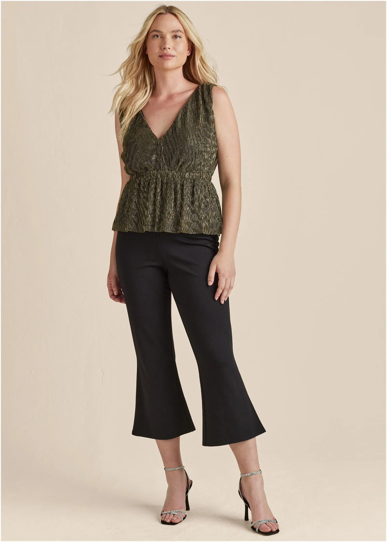 Sleeveless Metallic Top - Black Multi