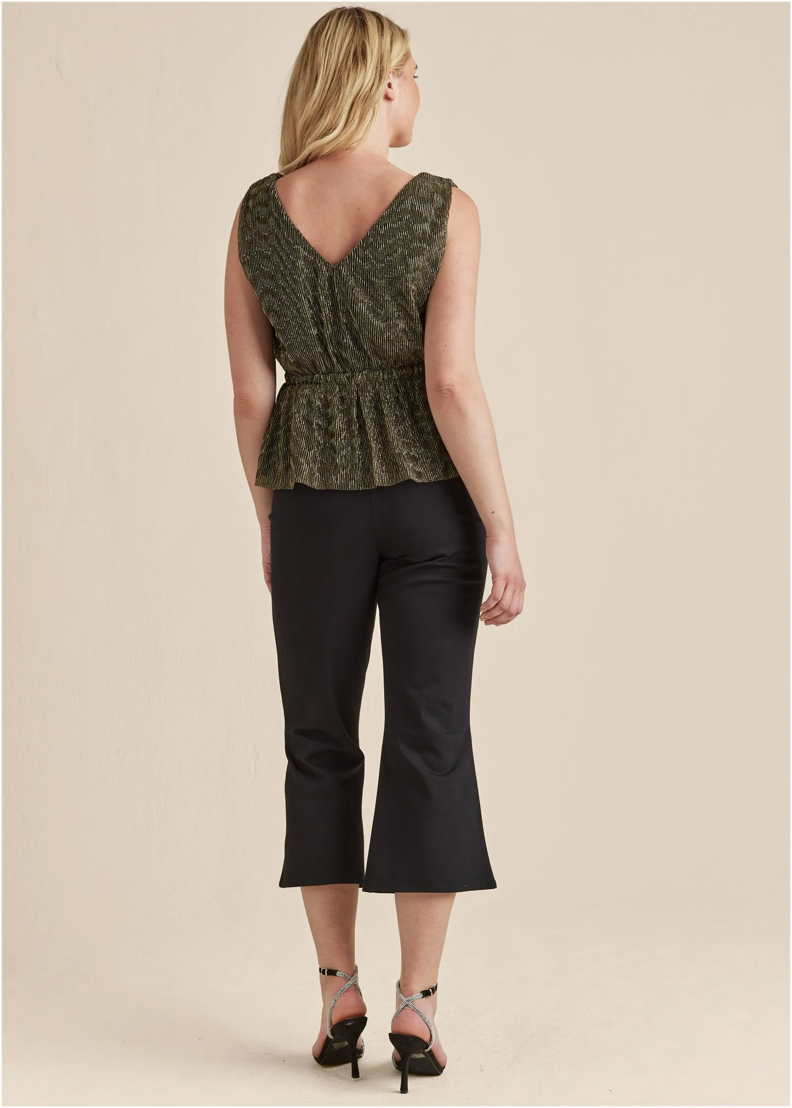 Sleeveless Metallic Top - Black Multi