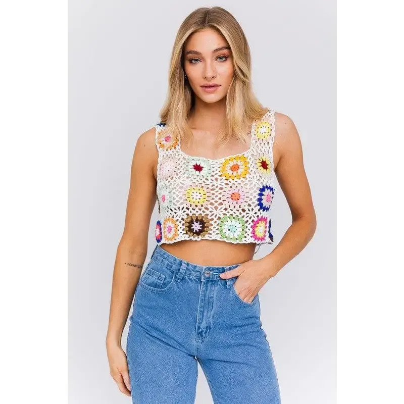 SLEEVELESS MULTI CROCHET TOP