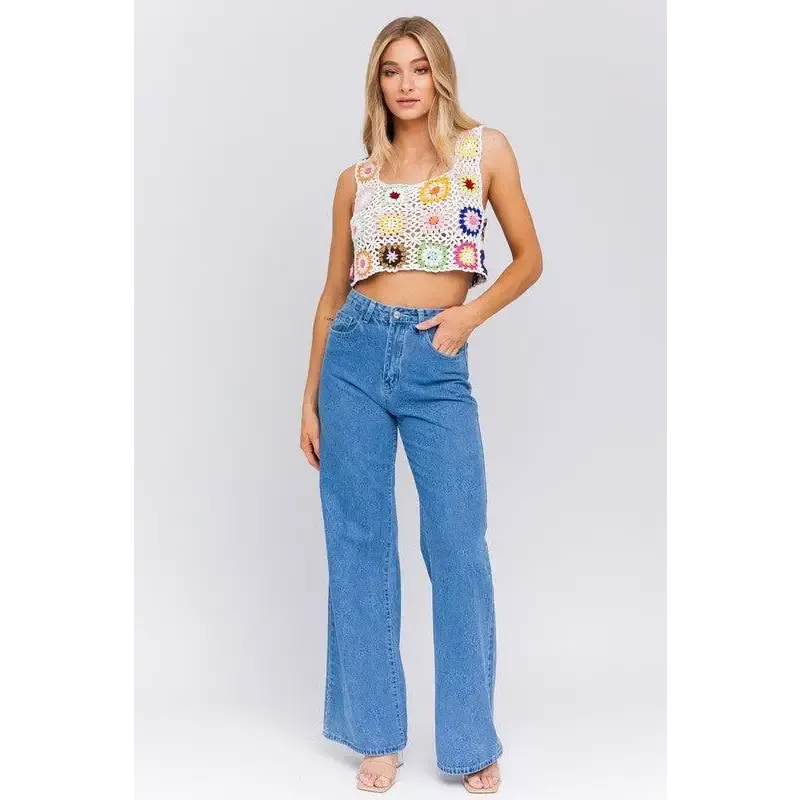 SLEEVELESS MULTI CROCHET TOP