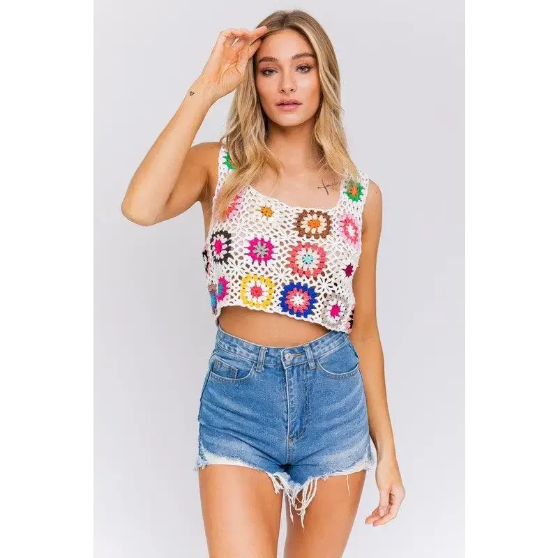 SLEEVELESS MULTI CROCHET TOP
