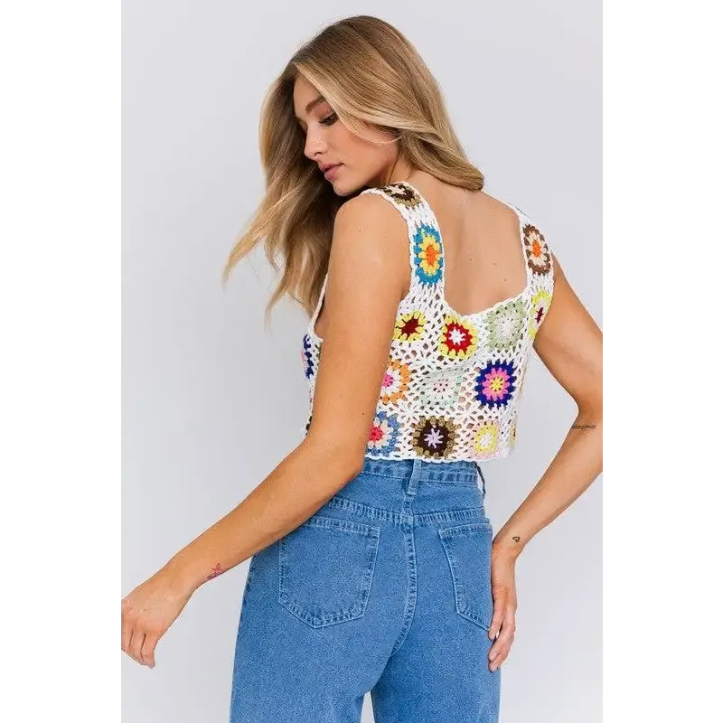 SLEEVELESS MULTI CROCHET TOP