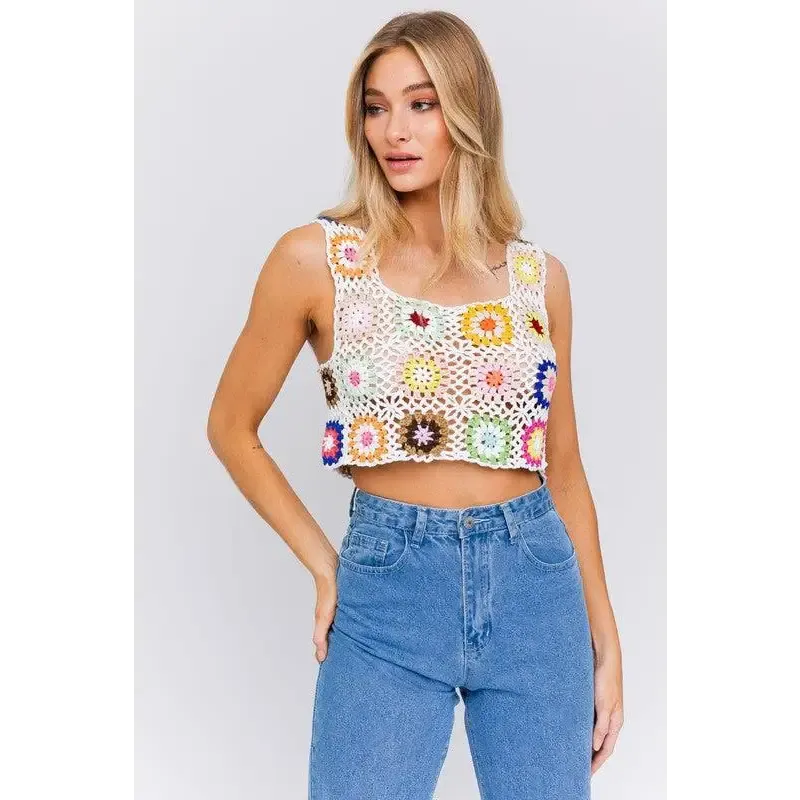 SLEEVELESS MULTI CROCHET TOP