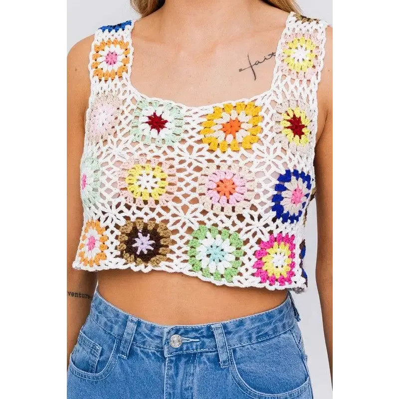 SLEEVELESS MULTI CROCHET TOP