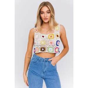 SLEEVELESS MULTI CROCHET TOP