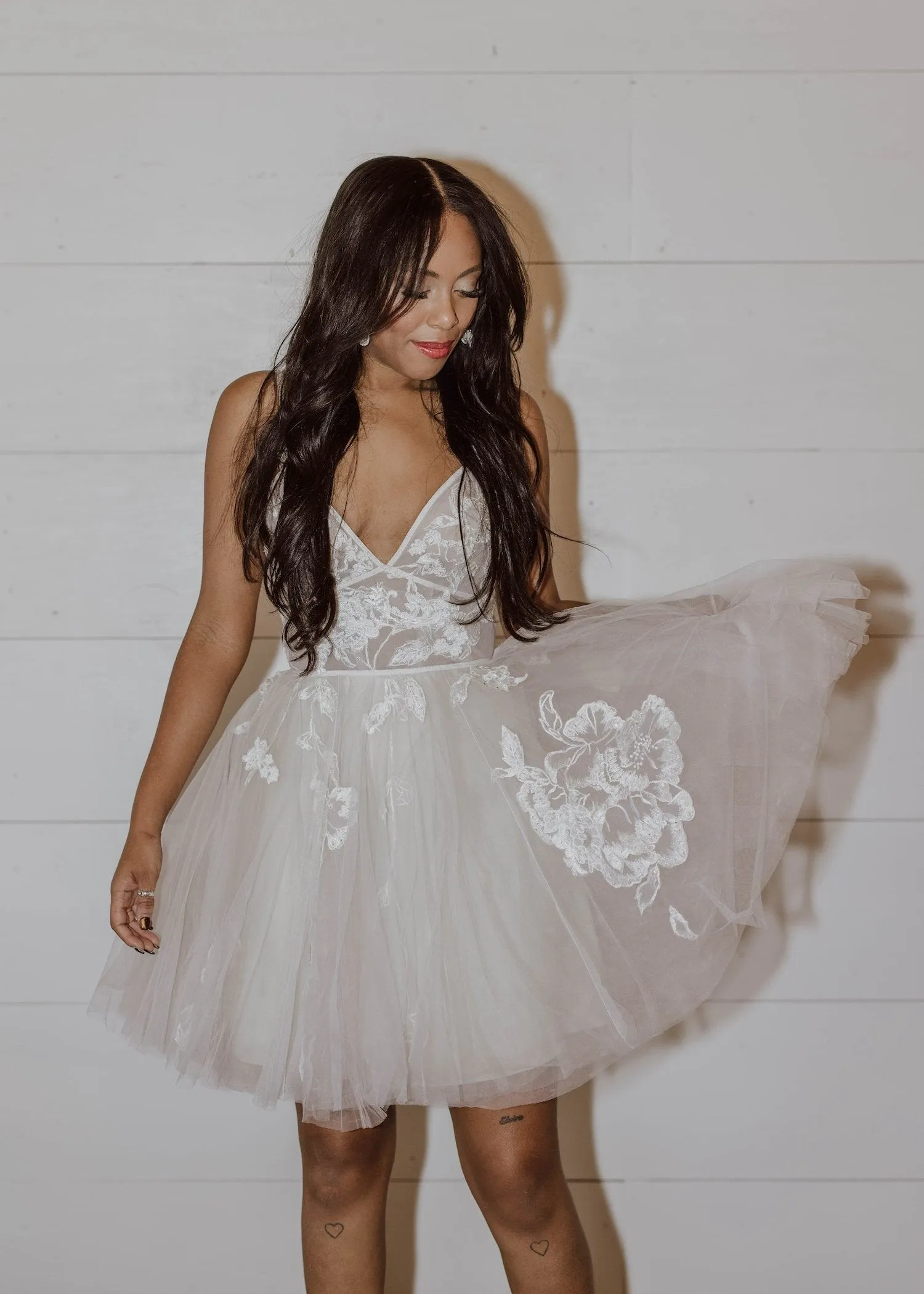 Spaghetti Strap Lace Tulle Mini