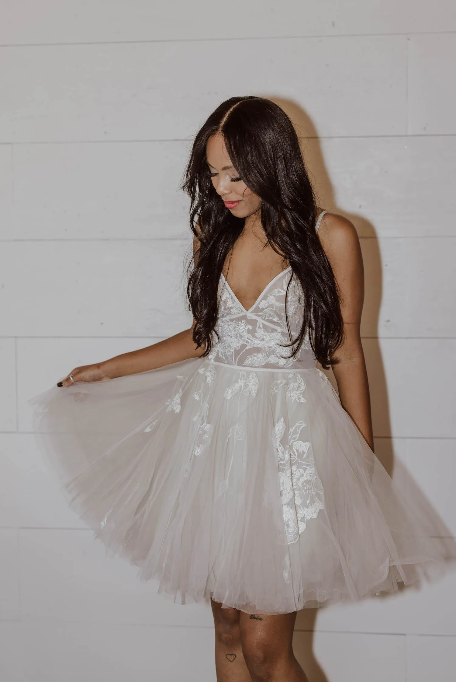 Spaghetti Strap Lace Tulle Mini
