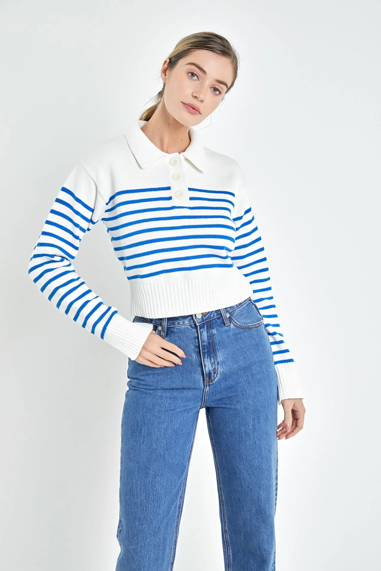 Stripe Knit Long Sleeve Top