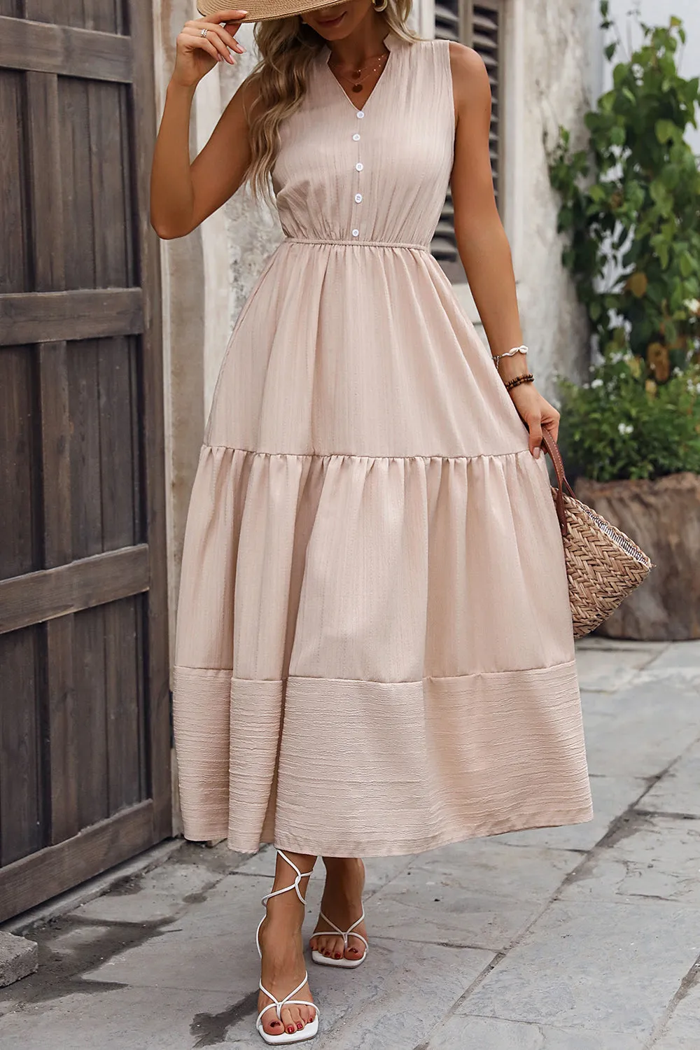 TEEK - Dust Storm Button Tiered Dress