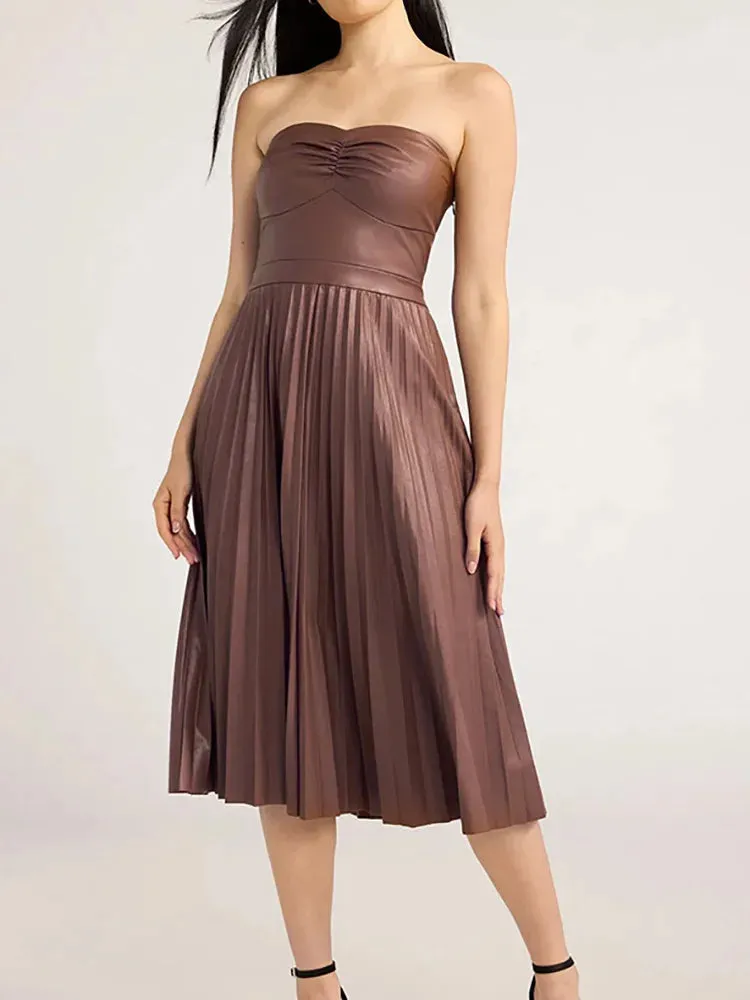 UAKISS  -  New Backless Holiday Simple Maxi Dress, Women Summer Strapless Elegant Party Dress, 2024 Sleeveless Solid Patchwork Ladies Dress