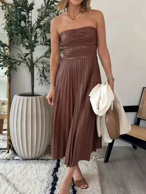 UAKISS  -  New Backless Holiday Simple Maxi Dress, Women Summer Strapless Elegant Party Dress, 2024 Sleeveless Solid Patchwork Ladies Dress