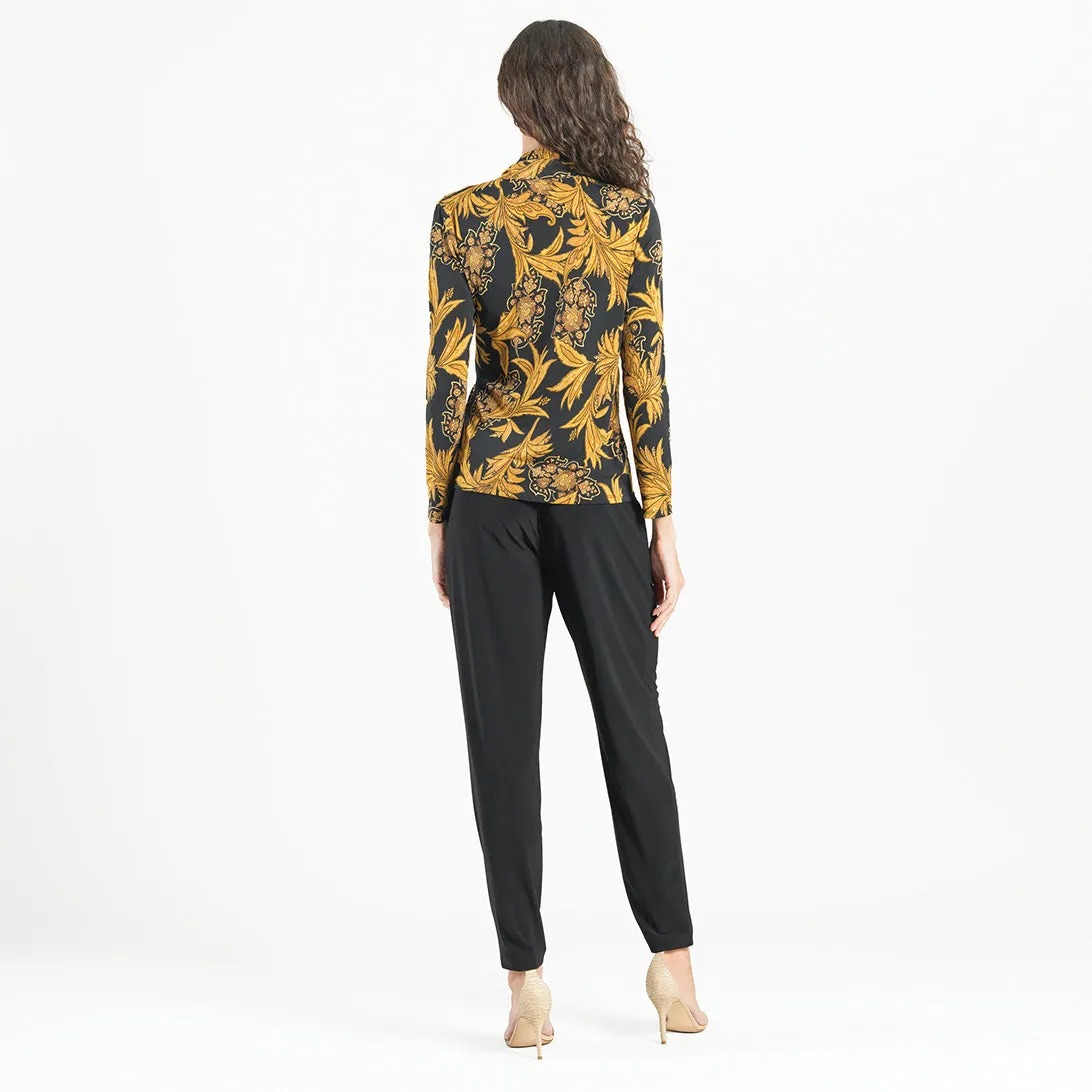 V-Neck Draped Pleat Top - Baroque Paisley