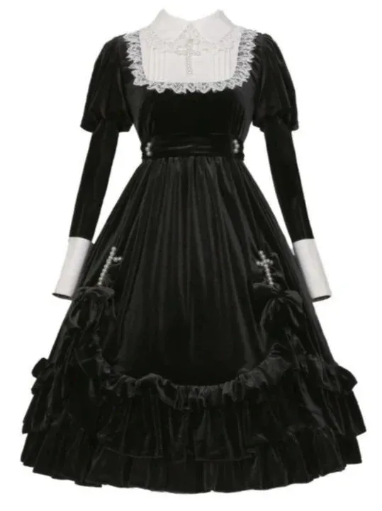 Velvet Gothic Maid Cross Dress Dark Lolita