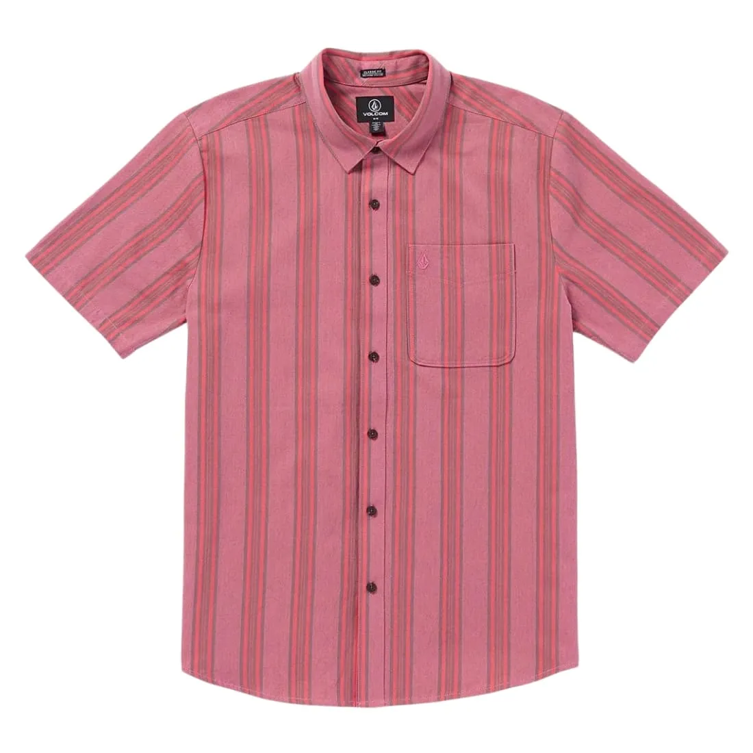 Volcom Newbar Stripe Shortsleeve Shirt - Washed Ruby