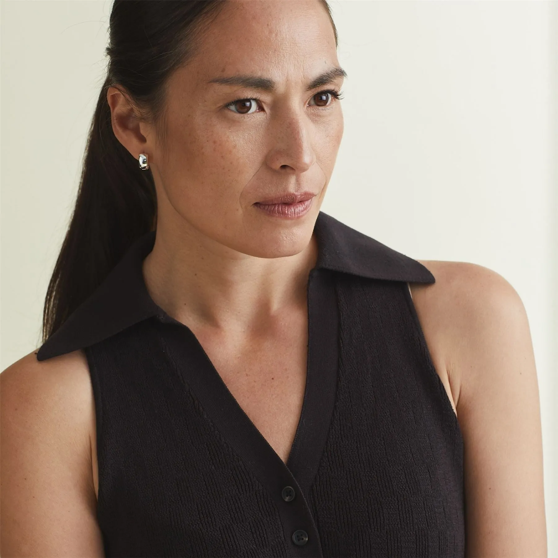 Womens Knit Tank Polo Black - AW24