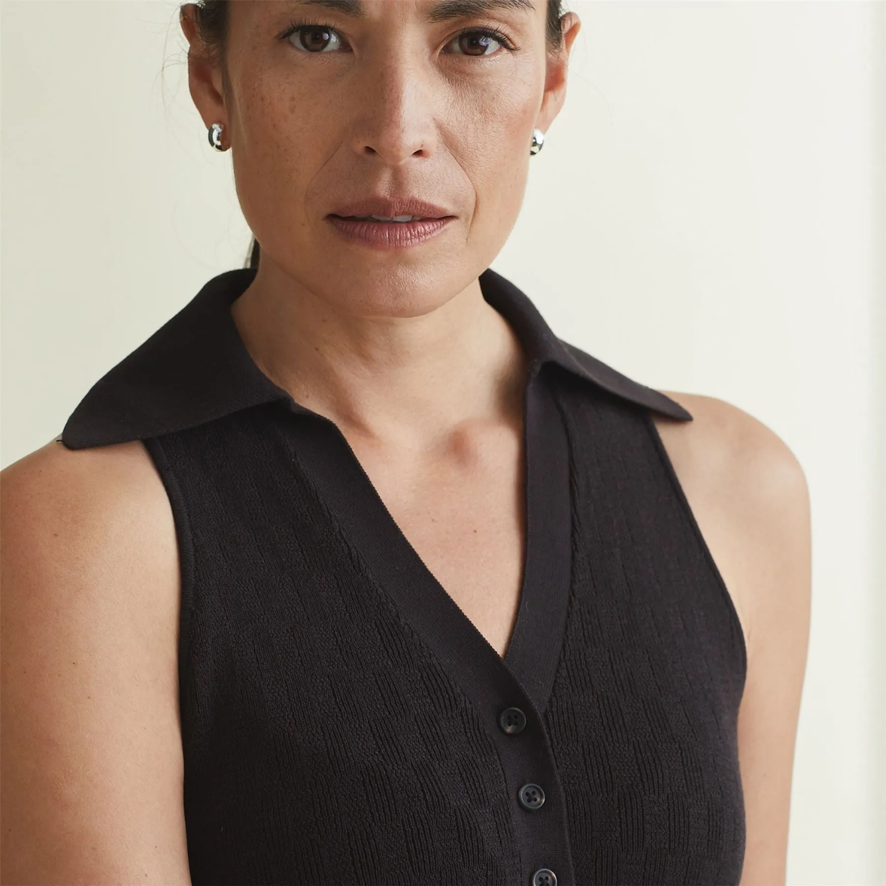 Womens Knit Tank Polo Black - AW24