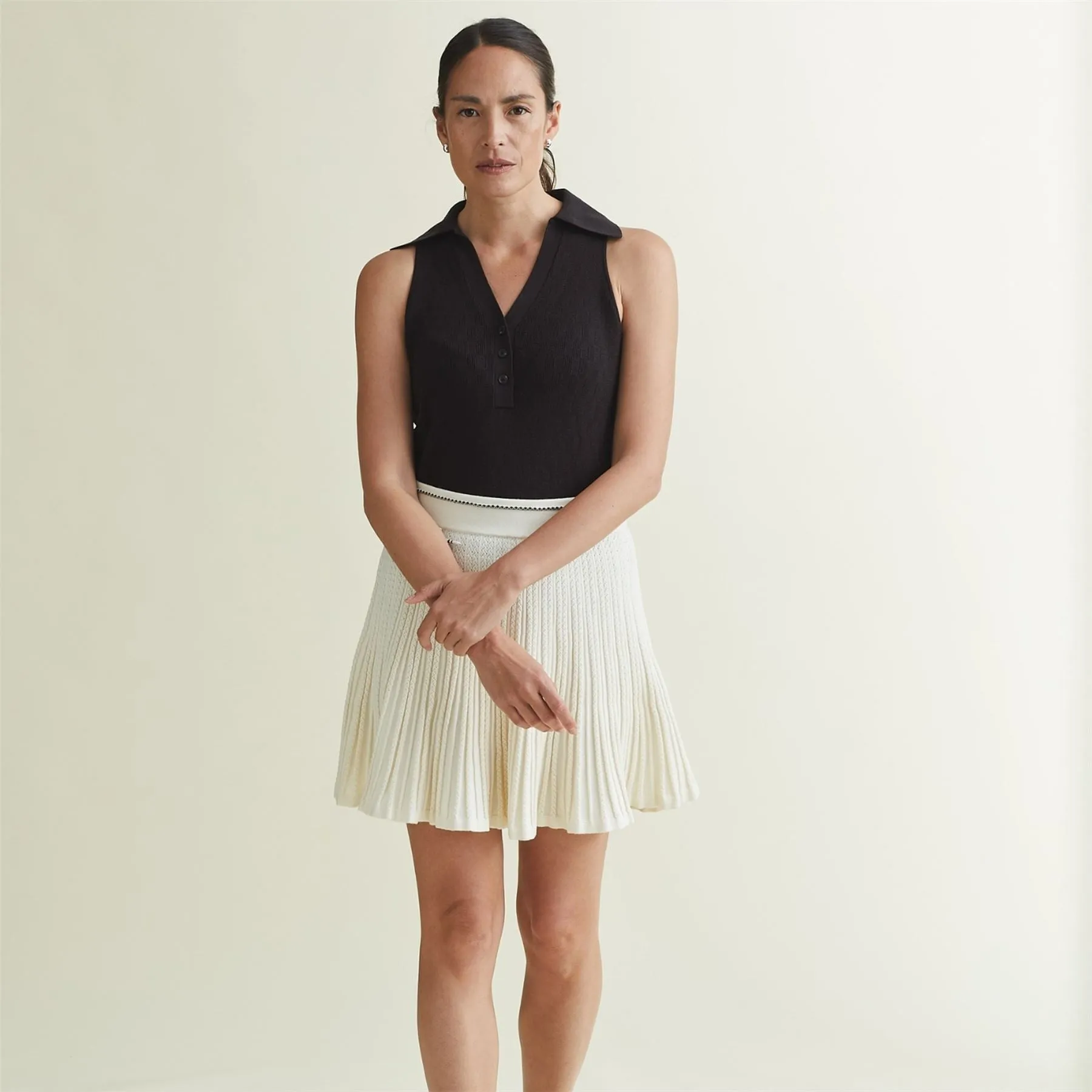 Womens Knit Tank Polo Black - AW24