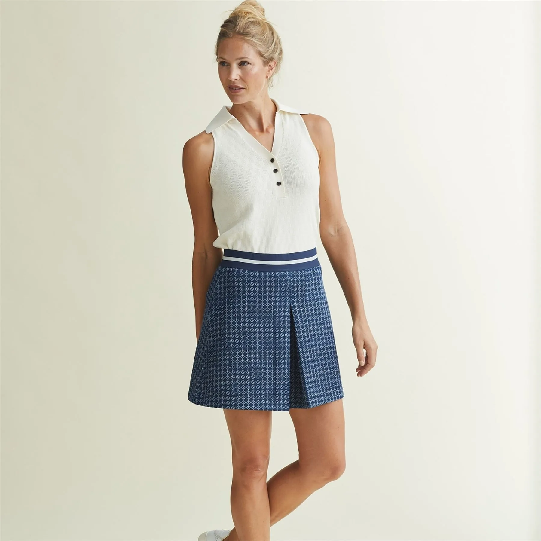 Womens Knit Tank Polo Cream - AW24