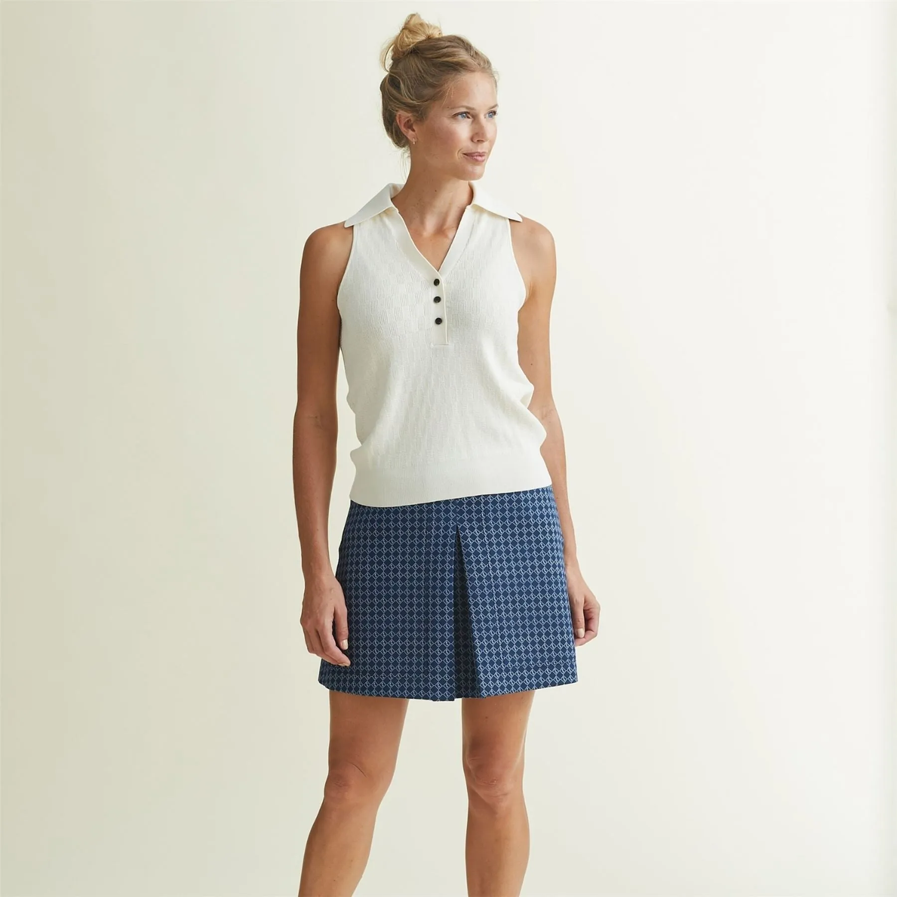 Womens Knit Tank Polo Cream - AW24